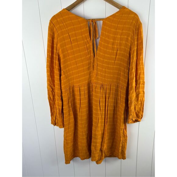 $160 ANTHROPOLOGIE‎ Maeve Pintucked Collar v-neck Mini Dress size S gold - Picture 9 of 12